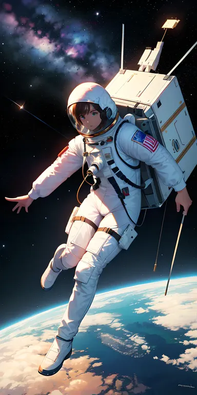 Alphabet Spaceship Explores Galaxy with Astronaut