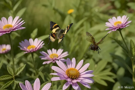 Alphabetical Insects Buzz in Floral Meadow