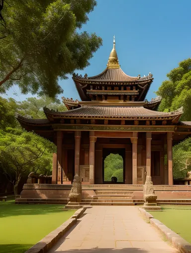 Ancient Bansi Temple: Intricate Carvings and Greenery