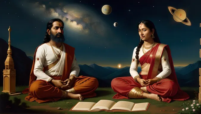 Ancient Indian Astronomer Varahamihira in Serene Forest Setting