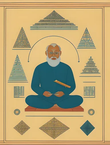 Ancient Mathematician Baudhayana with Scroll and Stylus