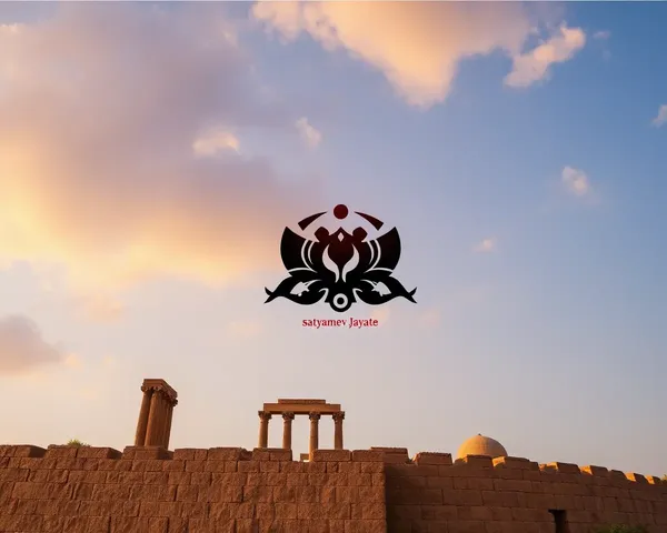 Ancient Ruins with Satyamev Jayate Logo on Stone Wall