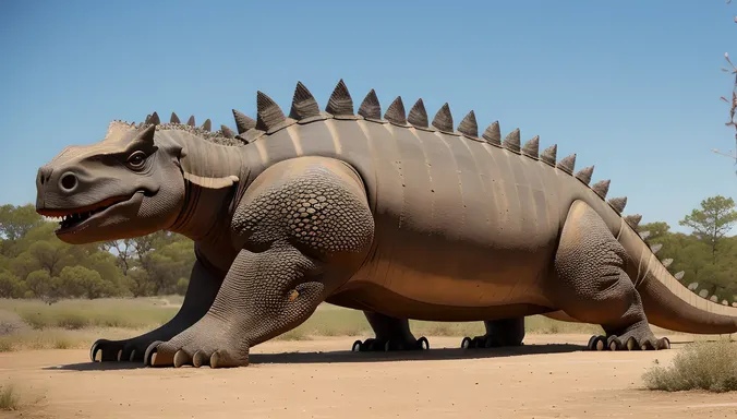 Ancient Stegosaurus Lies Down with Weathered Plates and Spikes