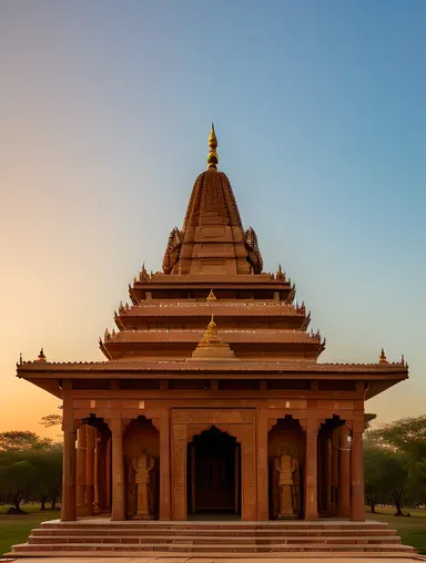 Ancient Temple with Baudhayana-Inspired Carvings