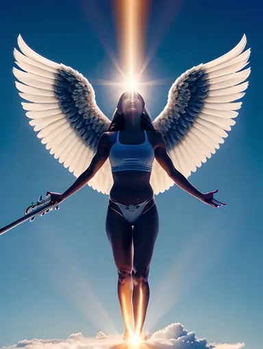 Angel Blows Triumphant Blast on Cloudy Horizon