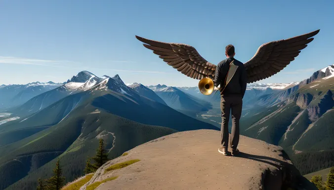 Angel Trumpet on Mountain Peak with Majestic View