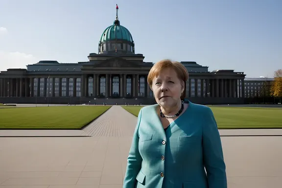 Angela Merkel, German Chancellor, Standing in Front of Parliament