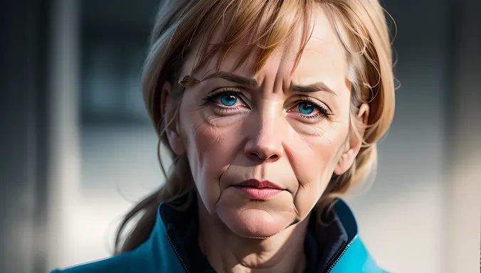 Angela Merkel, Germany's Chancellor, with Serious Determined Expression