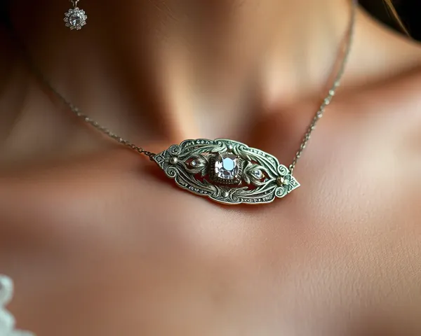 Antique-Inspired Jewellery Model with Delicate Brooch in HD PNG