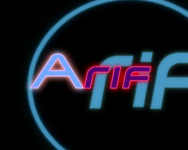 Arif Name Logo Design with Bold Fonts and Neon Colors