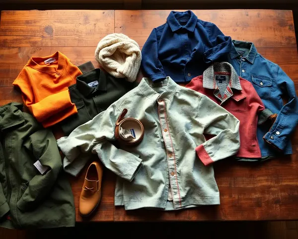 Artful Flat Lay of Readymade Garments with Rustic Background