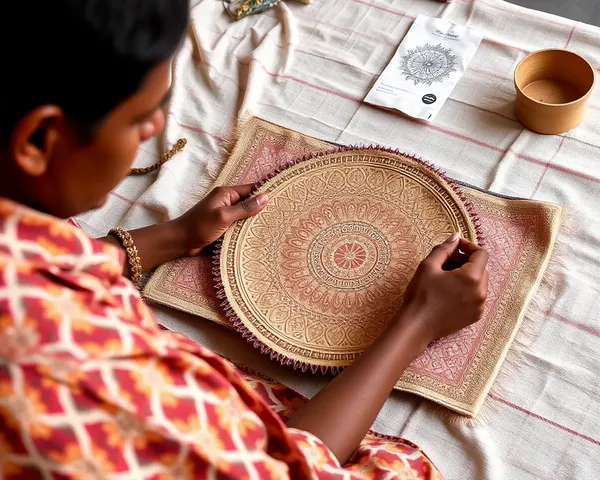 Artisan crafts beautiful sakharpuda patrika with intricate designs.