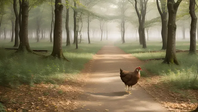 Aseel Takes Leisurely Stroll Through Misty Forest with Soft Light