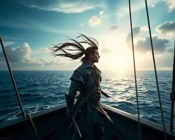 Assassin's Creed 4K Wallpaper: Edward Kenway on Ship Deck with Windy Hair