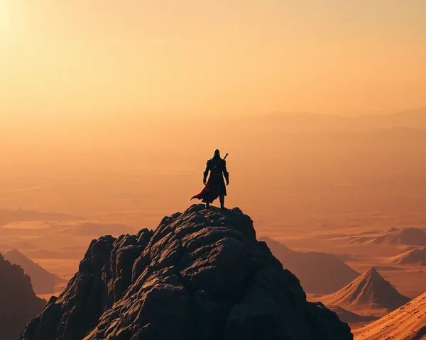 Assassin Stands on Mountain Desert 4K Wallpaper