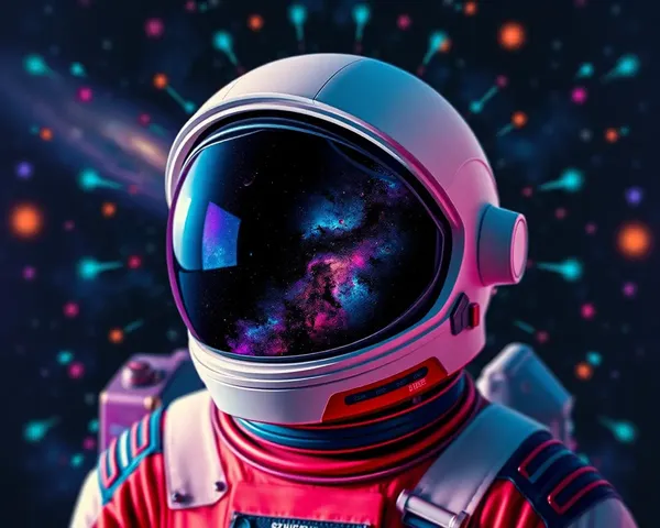 Astronaut's Helmet and Suit in Abstract Cosmos