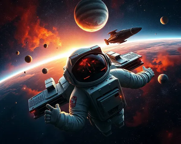 Astronaut Controlling Spaceship in Cosmos