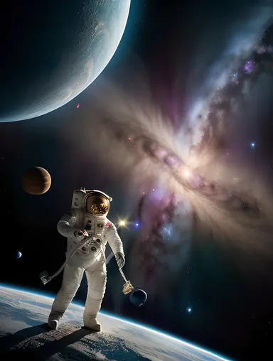 Astronaut Floating in Space with theetam