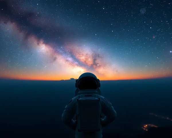 Astronaut Gazing at Stars and Galaxies