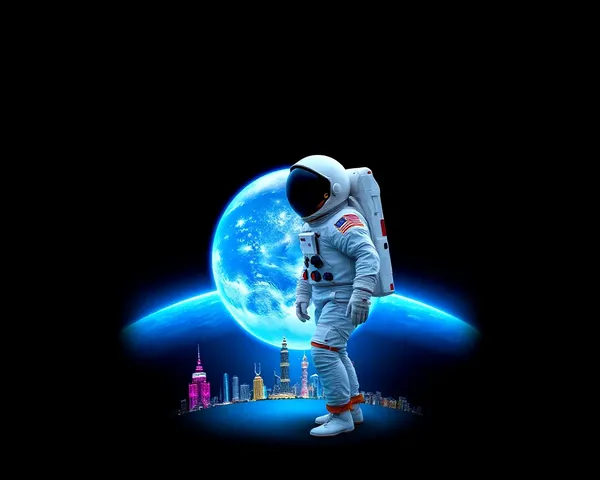 Astronaut Standing in Front of Vibrant Blue Planet Wallpaper