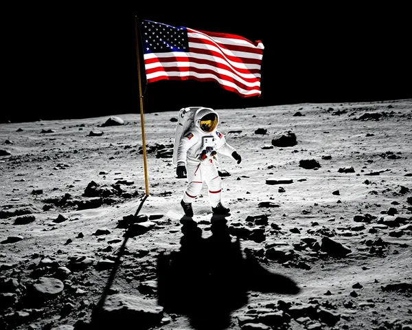 Astronaut Walking on Moon's Surface with American Flag Wallpaper