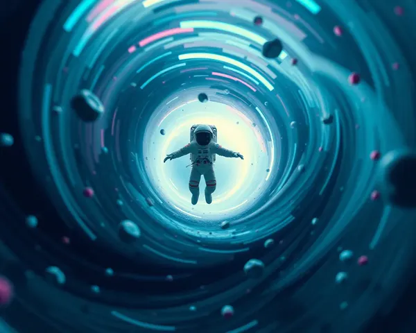 Astronaut in Zero-Gravity with Swirling Colors