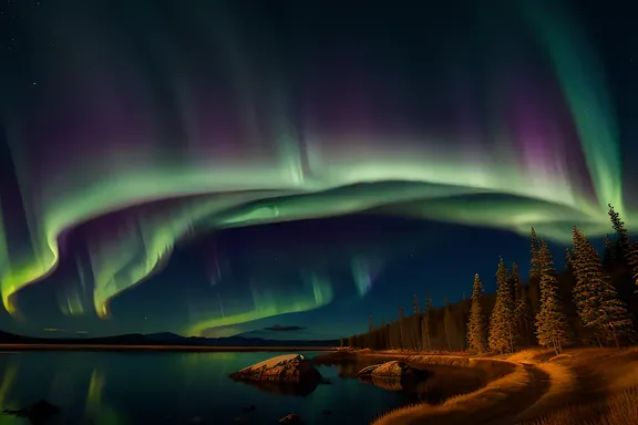 Aurora Borealis with Yyyyyy Colors and Stars