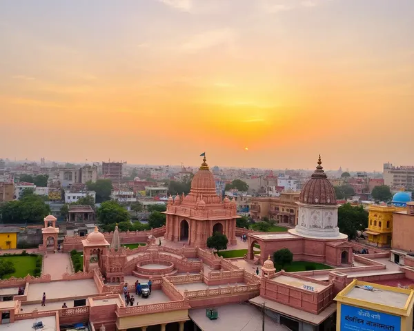 Ayodhya Cityscape with Ram Mandir in the Foreground