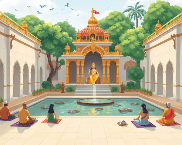 Ayodhya Mandir PNG: Serene Courtyard of Ram Mandir Temple