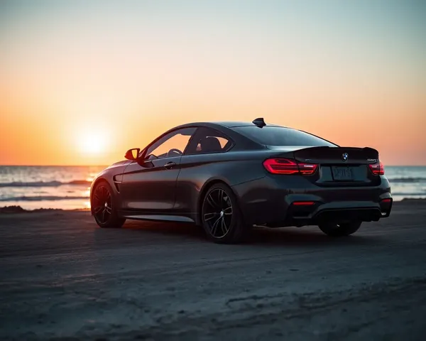 BMW M4 Beachside Sunset Parking 4K Wallpaper
