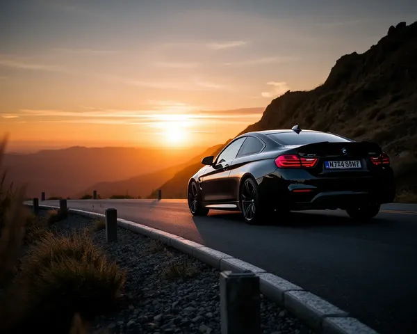 BMW M4 Wallpaper: Sleek Black Car on Winding Mountain Road