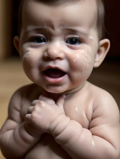 Baby's Fists Clenched in Crying Frenzy