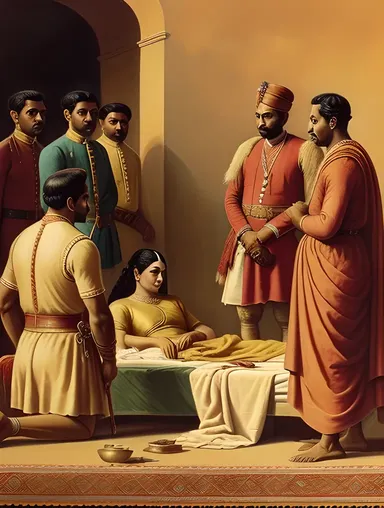 Bajirao's Final Moments on Deathbed with Family and Advisors