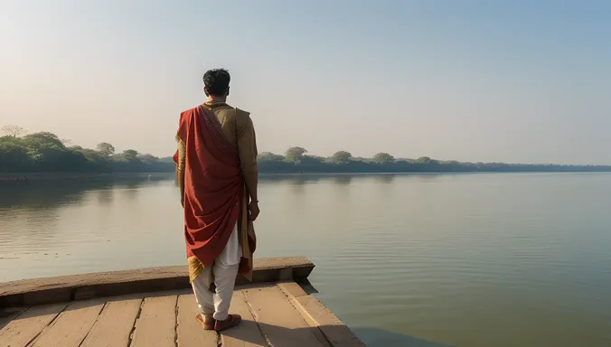 Bajirao I on Narmada Riverbank with Longing Expression