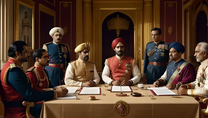 Bajirao I with Generals and Advisors in Regal Meeting