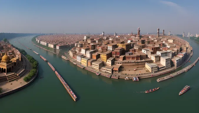 Banaras Cityscape with Ganges River and Mixed Architecture