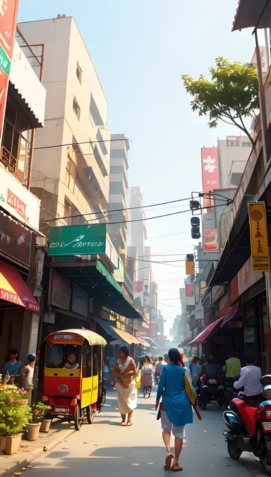 Bangladesh's Capital City Dhaka: Vibrant Street Scene Unfolds