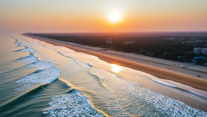Bangladesh's Cox's Bazar Beach: A Scenic Sunrise Aerial View