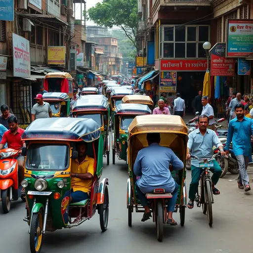 Bangladesh's Old Town Street Scene in Colorful Vibrancy