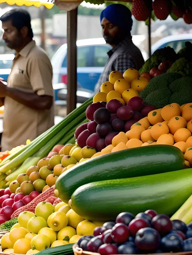 Baniya Sells Fresh Produce in Market