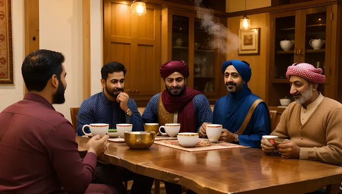 Baniyas Engaged in Lively Discussion over Chai