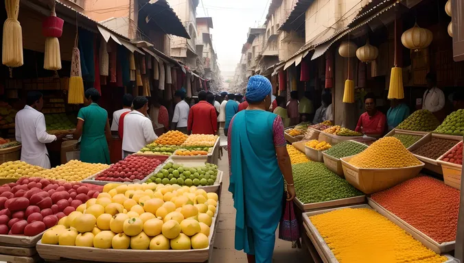 Bansi Images: Bustling Market in Banaras City