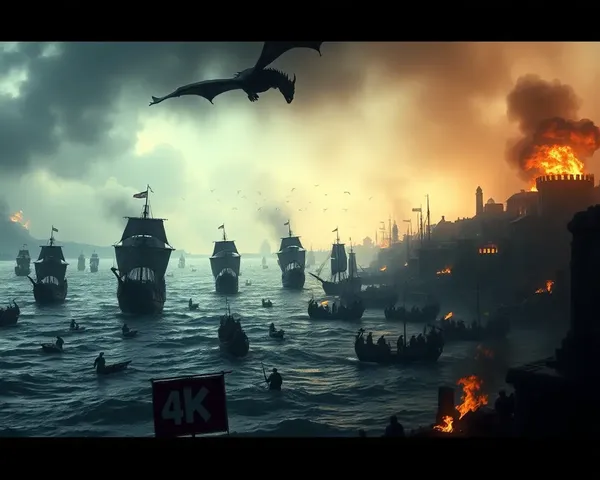 Battle of Blackwater Bay with Dragon Flying Overhead.