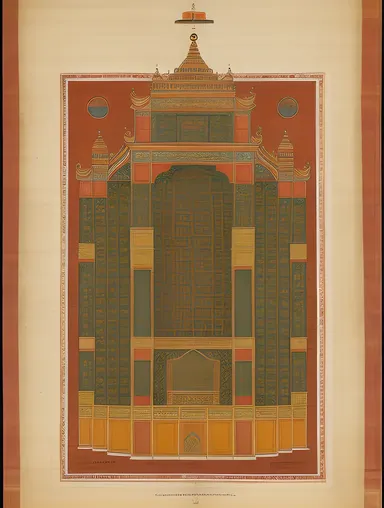 Baudhayana Sulba Sutra with Geometric Shapes and Buildings