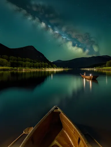 Bava Lake Night Stars Twinkling Rowboat Drifting Water