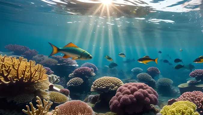 Bava School Darting Through Kelp Forest Photo