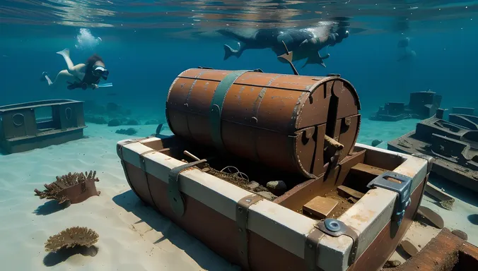 Bava in Sunken Shipwreck with Treasure Chest