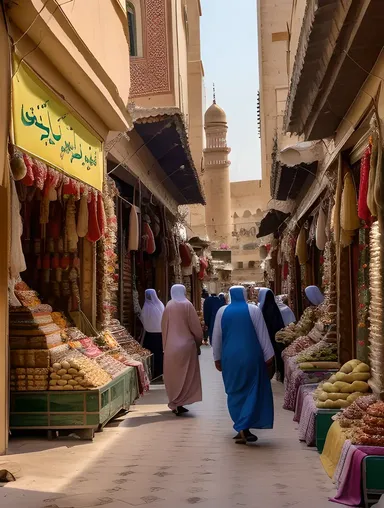 Bazaar Life with Ghazal Poetry on Mosque Walls