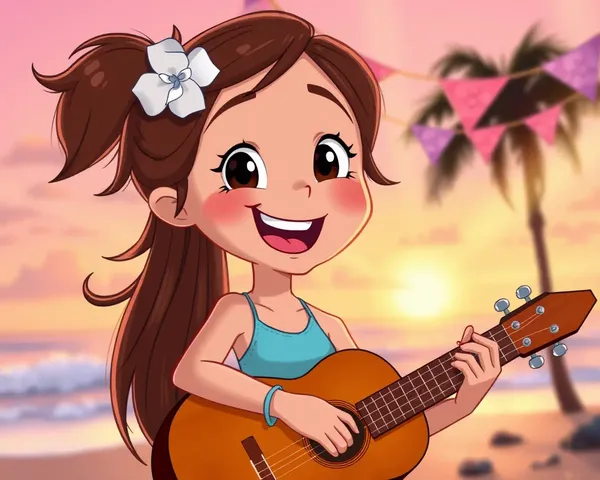 Beach Sunset Cartoon Girl Images for Whatsapp Dp
