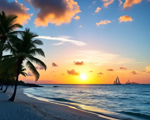 Beautiful Beach Scene at Sunset in 1024x576 Resolution